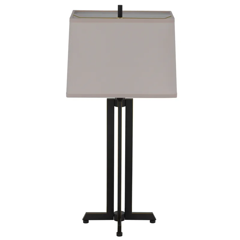 100w Lakewood Metal Table Lamp With Rectangular Hardback Fabric Shade