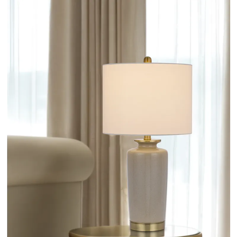 150w 3 Way Modica Ceramic Table Lamp With Hardback Fabric Shade