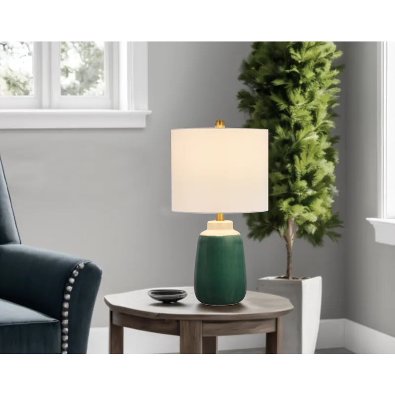 Crotona 100w Crotone Ceramic Table Lamp With Hardback Fabric Shade