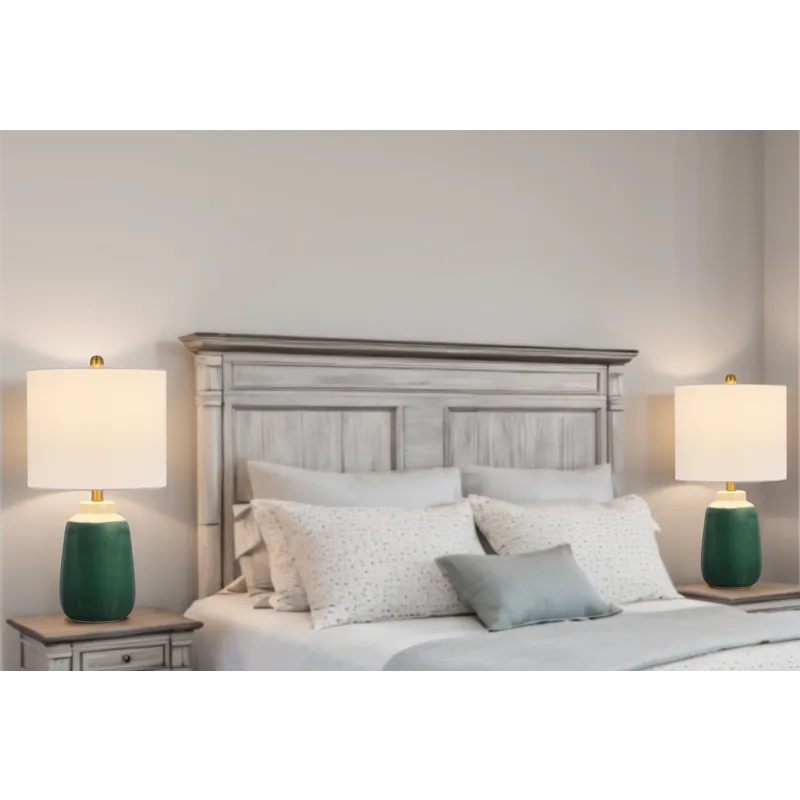 Crotona 100w Crotone Ceramic Table Lamp With Hardback Fabric Shade