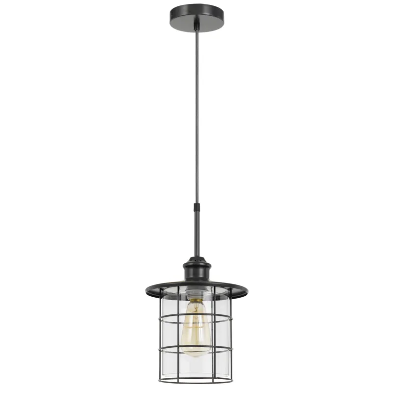 60w Silverton Metal/Glass Pendant Fixture(Edison Bulbs Included)