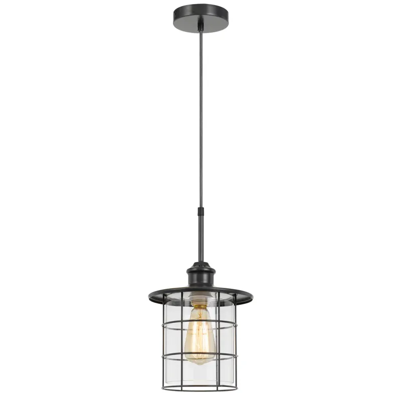 60w Silverton Metal/Glass Pendant Fixture(Edison Bulbs Included)