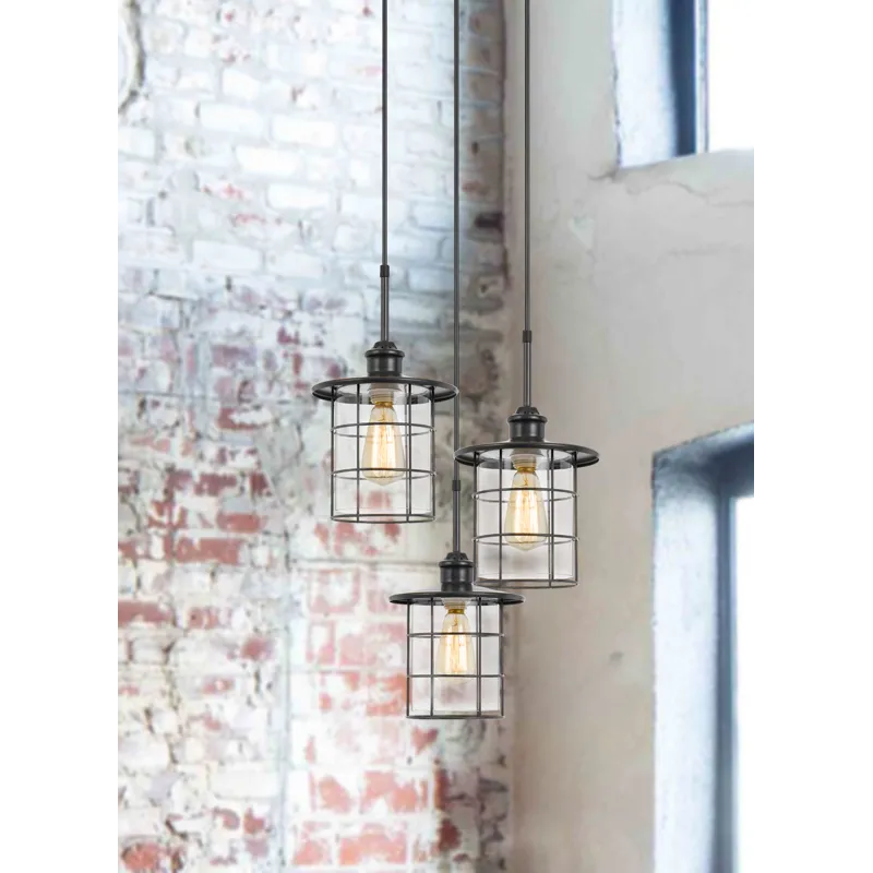 60w X 3 Silverton Metal/Glass Pendant Fixture(Edison Bulbs Included)