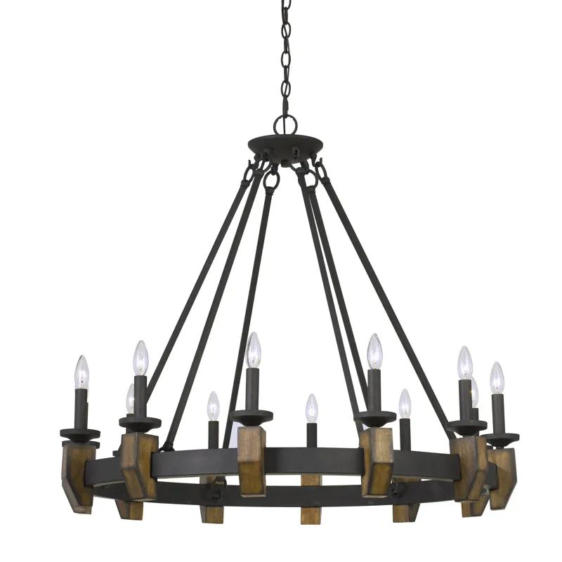 60w X 12 Cruz Metal/Wood Chandelier