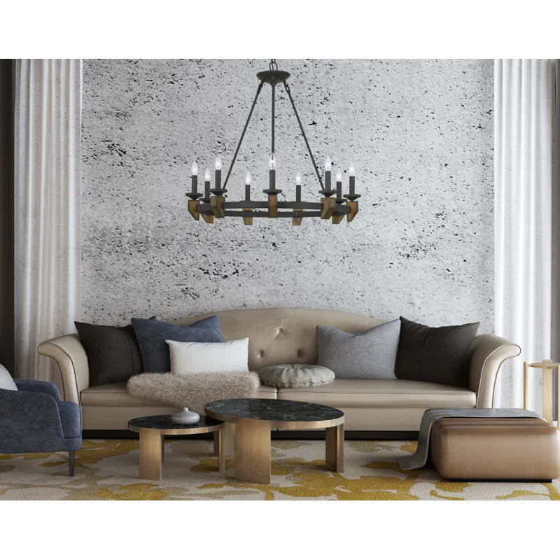 60w X 9 Cruz Metal/Wood Chandelier