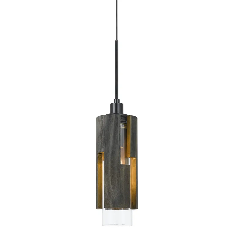 60w Reggio Wood Pendant Glass Fixture(Edison Bulb Not Included)