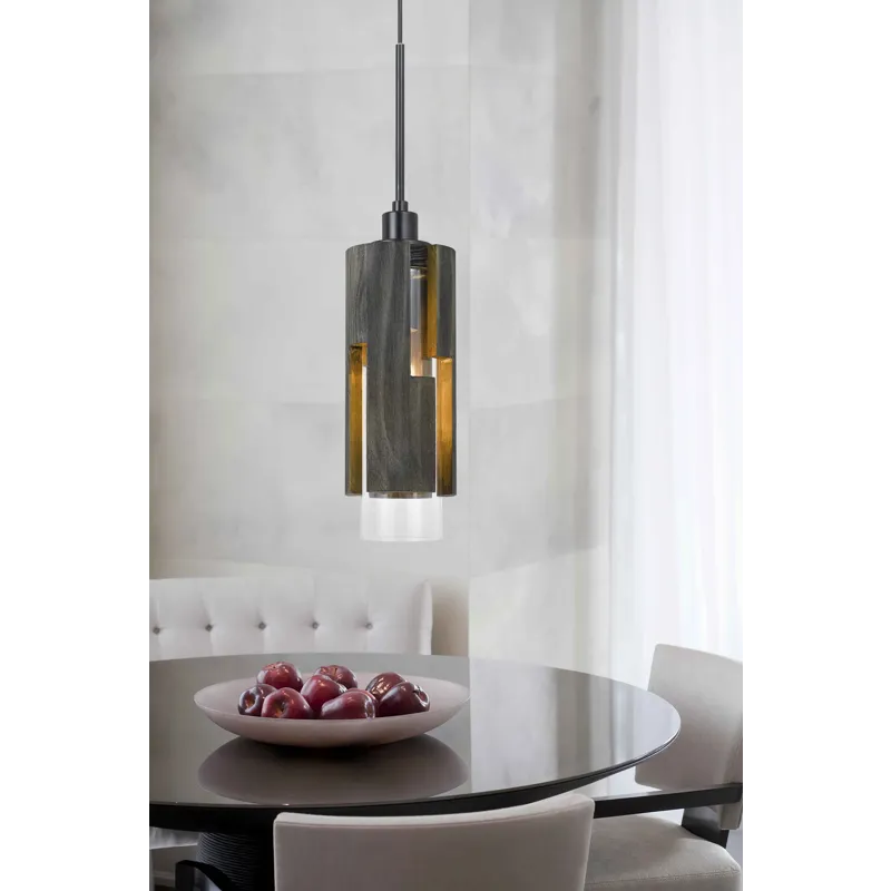 60w Reggio Wood Pendant Glass Fixture(Edison Bulb Not Included)