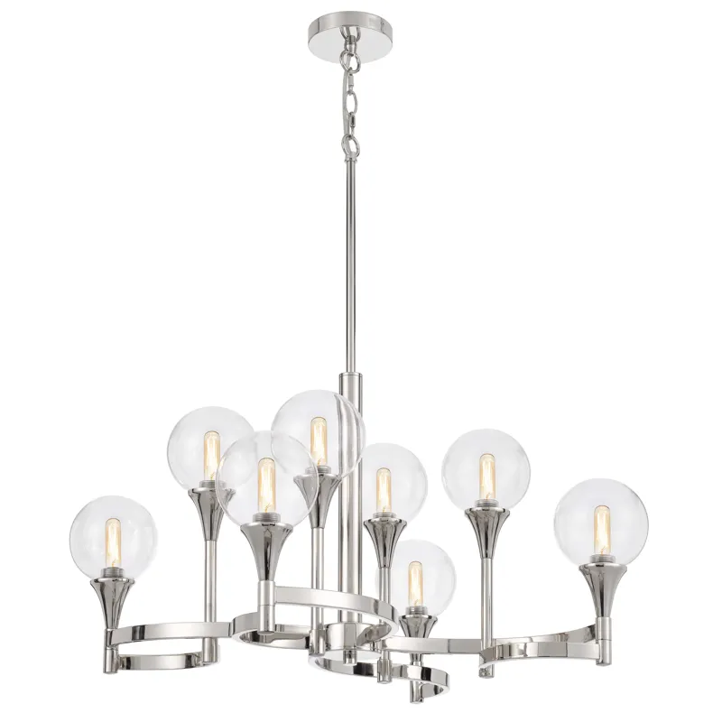 15w X 8 Milbank Metal Chandelier And Clear Round Glass Shades