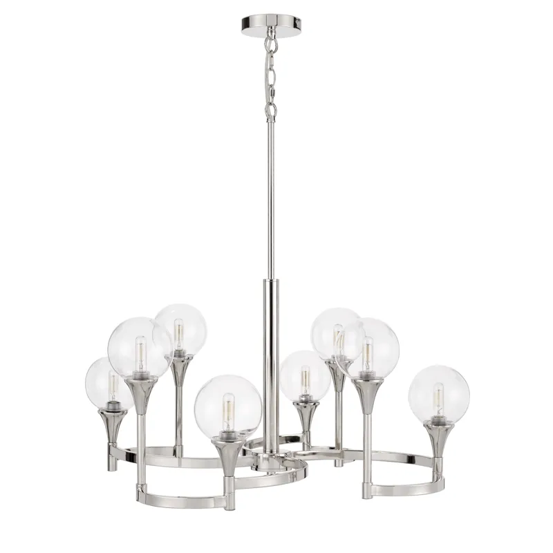 15w X 8 Milbank Metal Chandelier And Clear Round Glass Shades