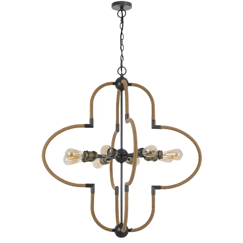 60w X 8 Tahoka Metal Chandelier With Burlap Wrapped Frame