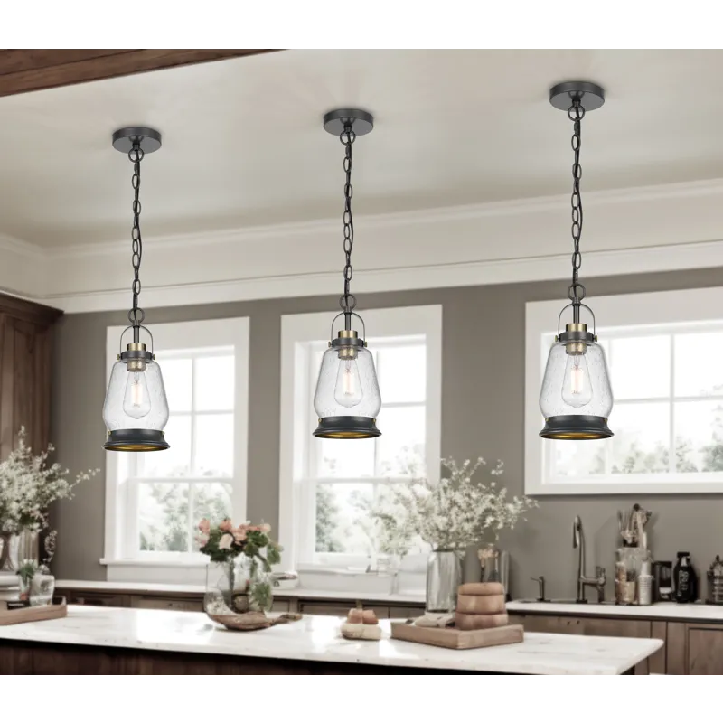 60w Kavala Metal Pendant Light With Glass Shade