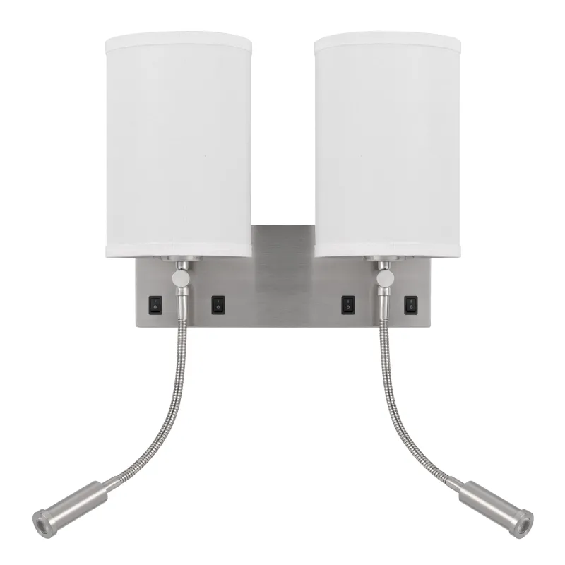 60w X 2 Lakewood Wall Lamp With Two 1w Intergrated LED Reading Lamps