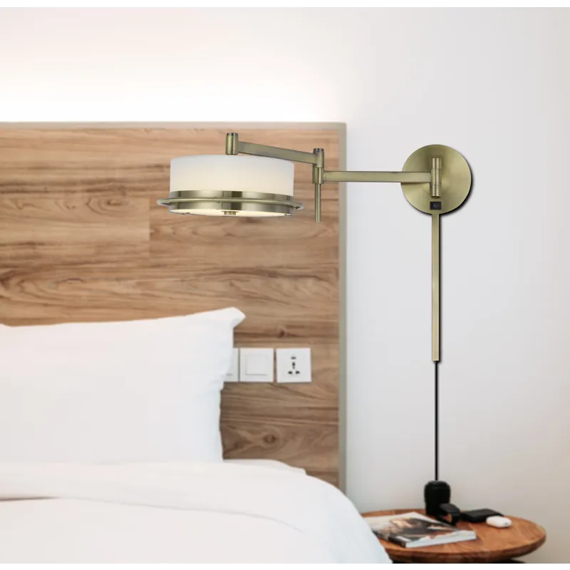 LED 10w Sarnen Wall Swing Arm Reading Lamp. 3 Ft Wire Cover Included