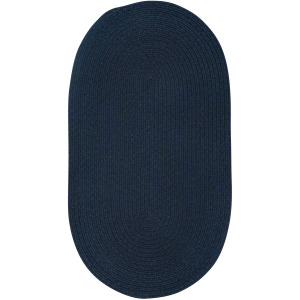 Heathered Pinwheel Navy Blue Solid Oval Rug