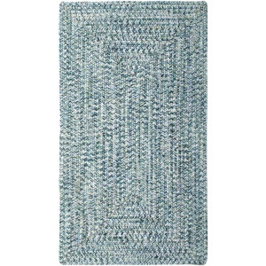 Sea Glass Ocean Blue Concentric Rectangle Rug