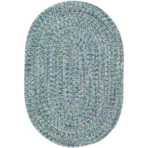 Sea Glass Ocean Blue Oval Rug