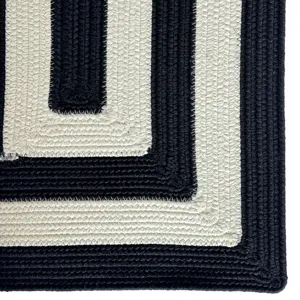 Timeless Black Concentric Rectangle Rug - 2\' x 8\'