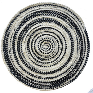 Crafted Black White Round Rug