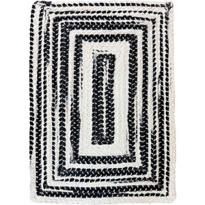 Crafted Black White Concentric Rectangle Rug