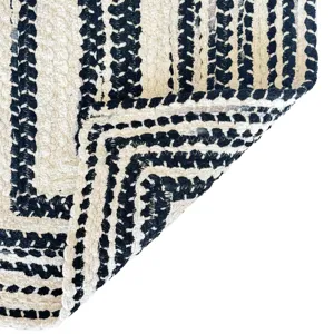 Crafted Black White Concentric Rectangle Rug - 11\'4\" x 14\'4\"