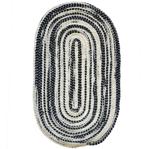 Crafted Black White Oval Rug