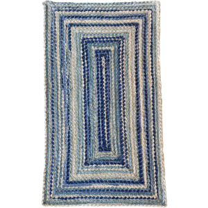 Crafted Seafoam Concentric Rectangle Rug