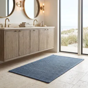 Shoreline Ocean Blue Cross Sewn Rectangle Rug - 3\' x 5\'