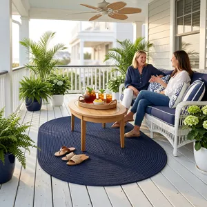 Shoreline Navy Oval Rug - 5\' x 8\'