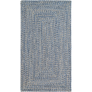 Stockton Medium Blue Concentric Rectangle Rug