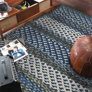 Wanderer Deep Blue Round Rug - 9\'6\" x 9\'6\"