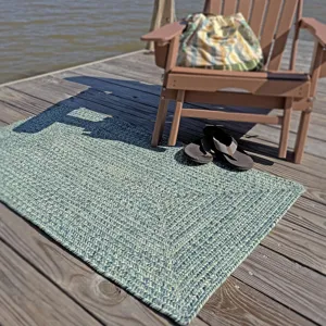 Dockside Teal Concentric Rectangle Rug - 2\'3\" x 4\'3\"