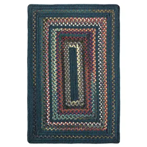 Bradford Empire Blue Concentric Rectangle Rug - 5\' x 8\'