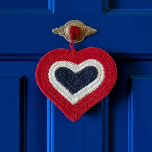 Happy Holidays-America Red White Blue Heartshape Rug - 11\" x 1\'1\"