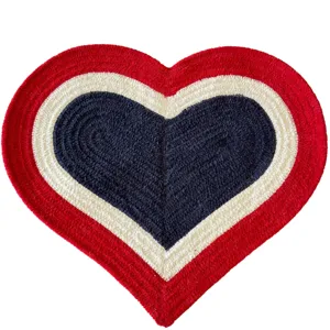 Happy Holidays-America Red White Blue Heartshape Rug - 11\" x 1\'1\"