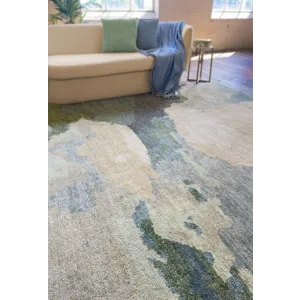 Aquarelles Verte Rectangle Rug - 5\' x 8\'