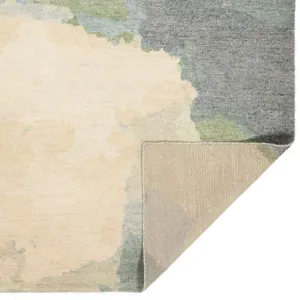 Aquarelles Verte Rectangle Rug - 5\' x 8\'
