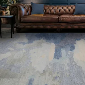 Aquarelles Bleu Rectangle Rug - 9\' x 12\'