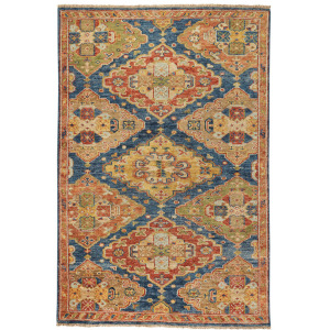 Charise-Kazak Blue Multi Rectangle Rug