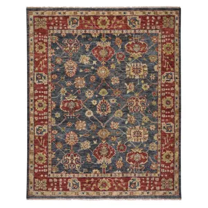 Charise-Peshawar Slate Ruby Rectangle Rug - 3\' x 5\'