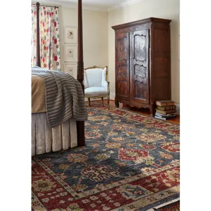 Charise-Peshawar Slate Ruby Rectangle Rug - 3\' x 5\'