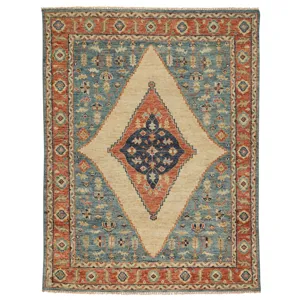 Charise-Tabriz Fog Blue Rectangle Rug - 5\' x 8\'