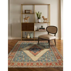 Charise-Tabriz Fog Blue Rectangle Rug - 5\' x 8\'