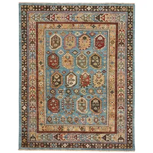 Charise-Shirvan Blue Amber Rectangle Rug
