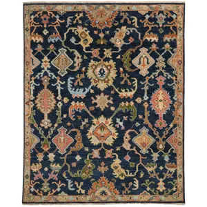 Charise-Palmette Dark Denim Rectangle Rug - 8\' x 10\'