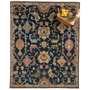 Charise-Palmette Dark Denim Rectangle Rug - 8\' x 10\'