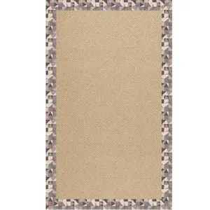 Creative Concepts-Cane Wicker Geo Bronze Rectangle Rug - 6\' x 6\'