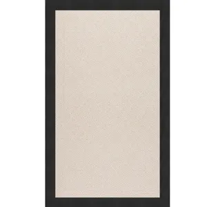 Creative Concepts-White Wicker Canvas Black Rectangle Rug - 12\' x 12\'