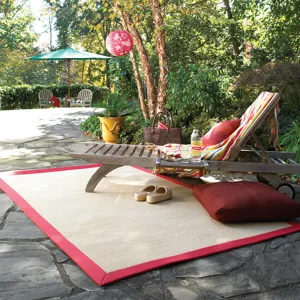 Creative Concepts-Sisal Canvas Jockey Red Rectangle Rug - 8\' x 8\'