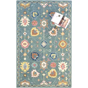 Avanti-Mahal Teal Rectangle Rug - 3\'6\" x 5\'6\"