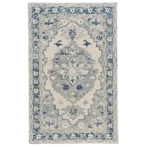 Avanti-Medallion Ivory Denim Rectangle Rug - 9\' x 12\'